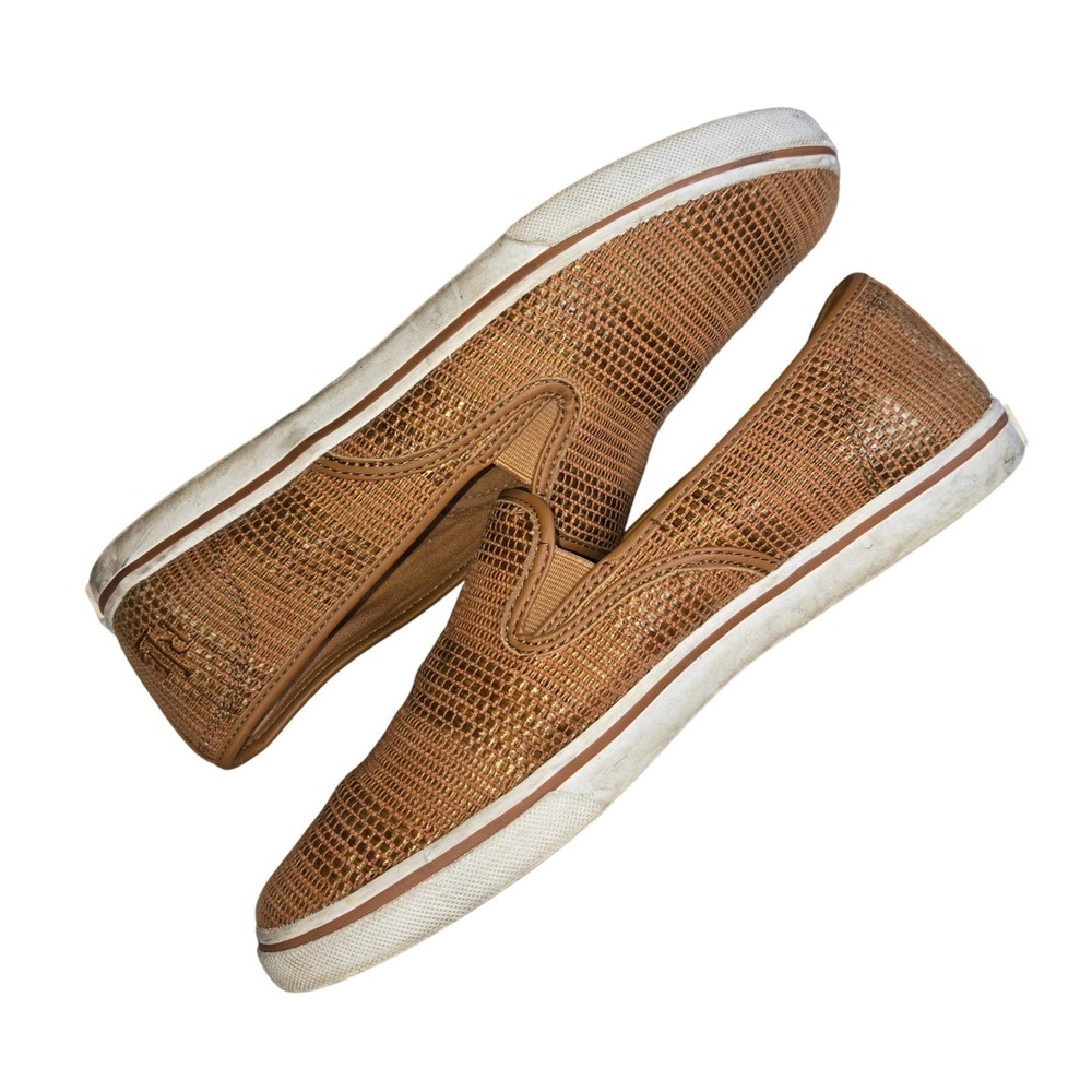 Lauren Ralph Lauren Janis Slip On Sneakers Women's Size 8B Tan Metallic Lizard P